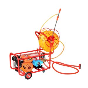 Pompe sperkatje, 28" 6.5 HP tub 100m, GX200, shtrat me 4 rrota+cikrik+zorre